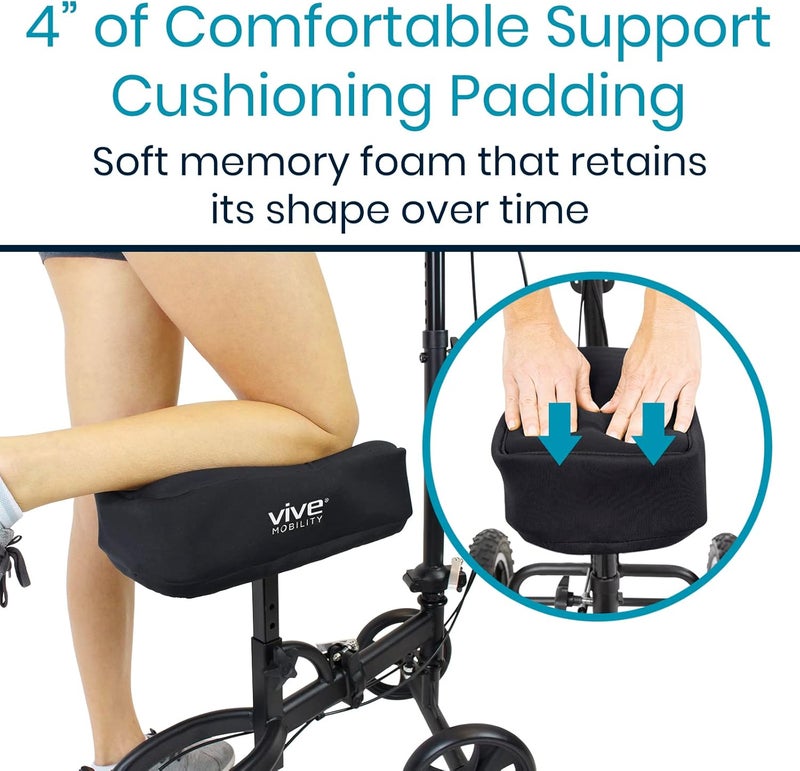 Vive Mobility Knee Scooter Pad Cover - Accessories Cushion Cover for Comfort (Memory Foam) - for Broken Leg Crutch Cart Roller, Injuries, Surgery, Broken Foot, Ankle Injury, Replacement, Universal - Image 4